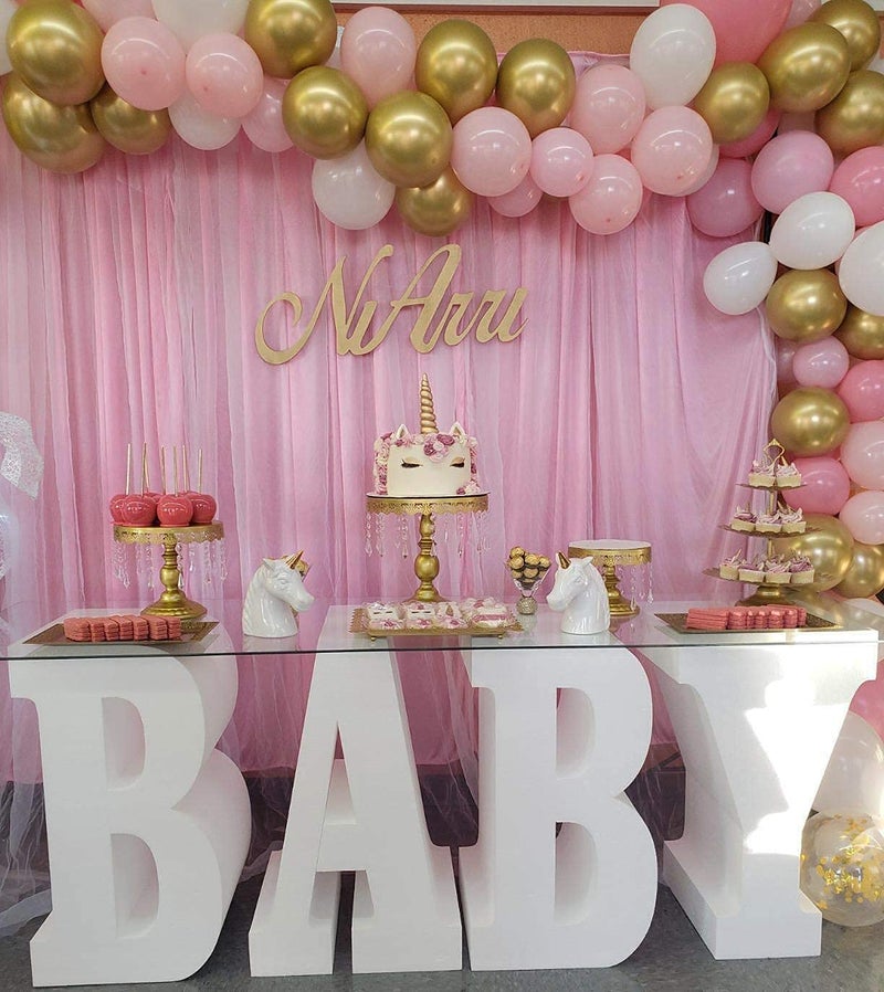 SoarDream Pink Backdrop Curtains Tulle Backdrop Panels 5ftx7ft Sheer Photography Background Drapes for Wedding Arch Baby Shower Parties Stage Decoration - Image 2